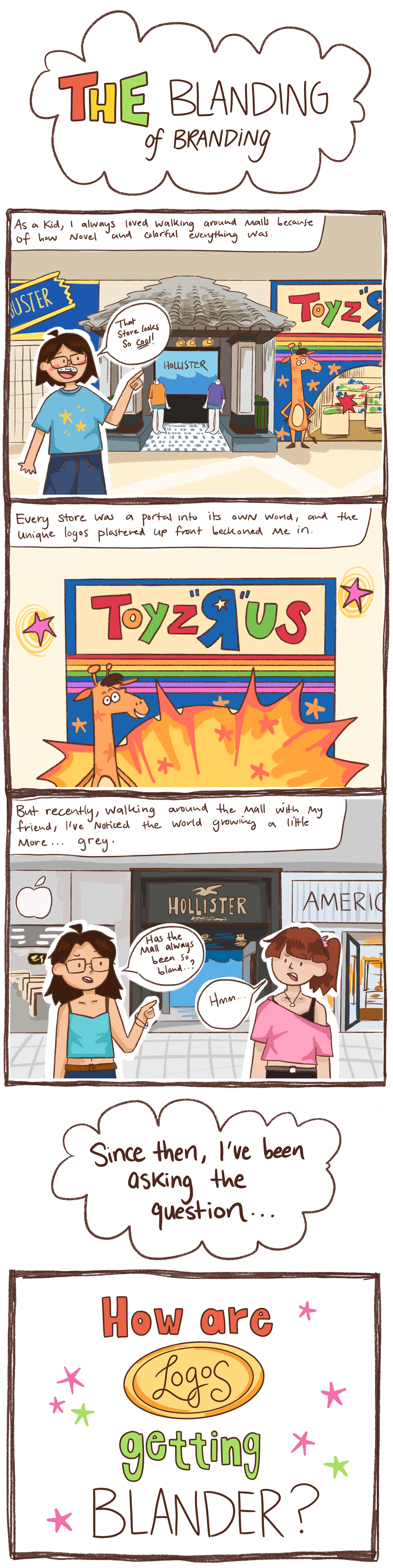 The Blanding of Branding — a comic about noticing logos becoming less colorful